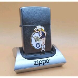 Zippo Lighter With A Sexy Lady Medallion, Satin Chrome